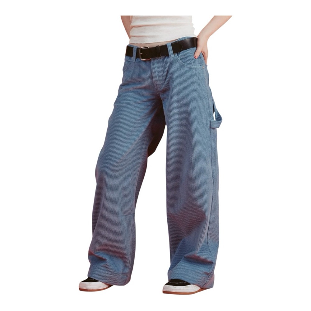 UNIF Boba Blue Corduroy Wide Leg Pants